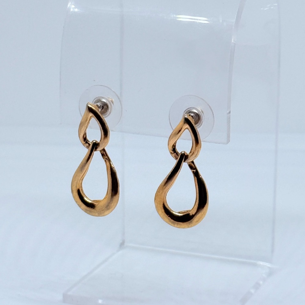Elegant Gold-Tone Link Earrings SCO Vintage - Picture 3 of 11